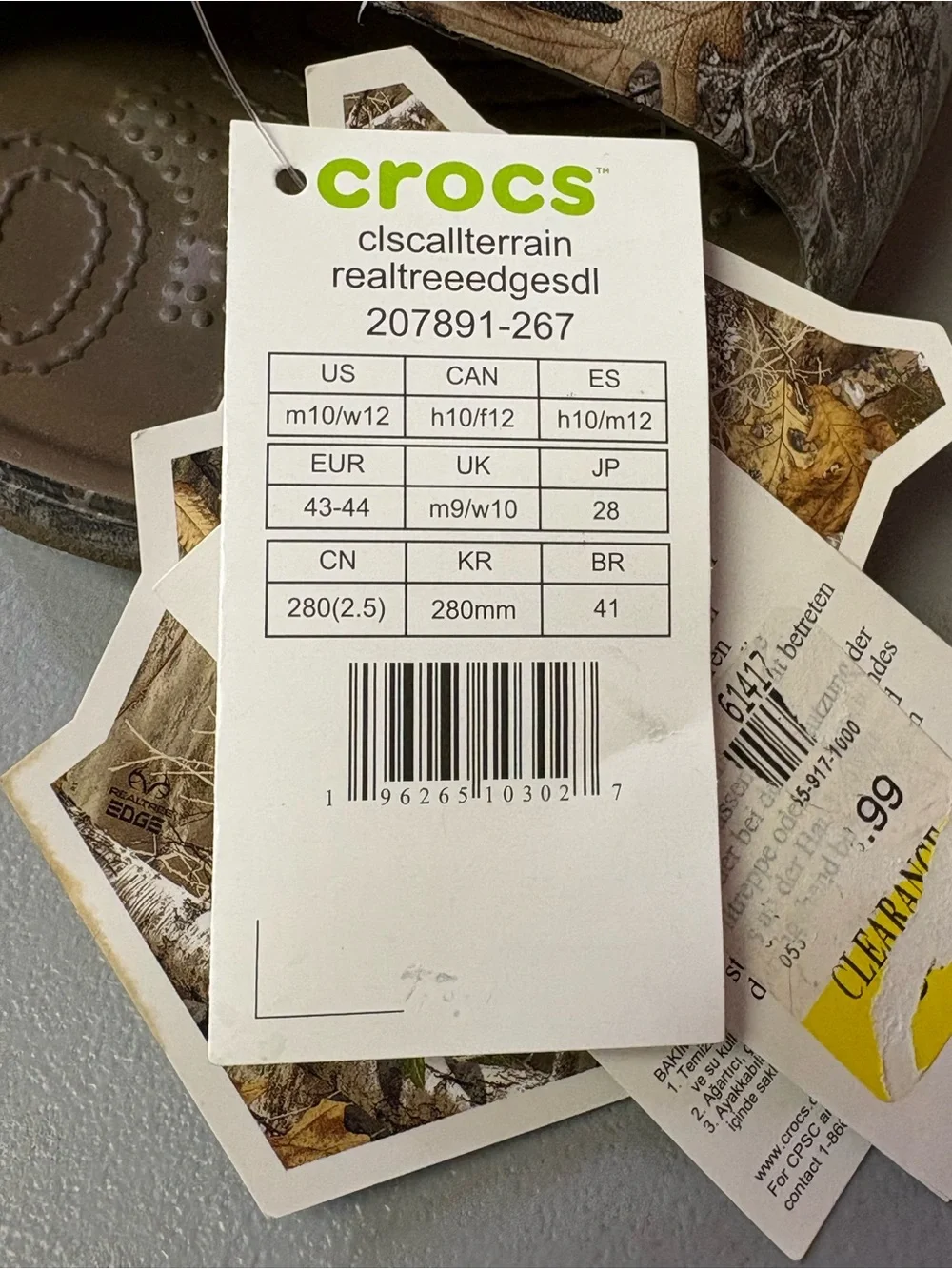 CROCS Kids' Realtree Camo Two-Strap Sandals - Olive/Gray